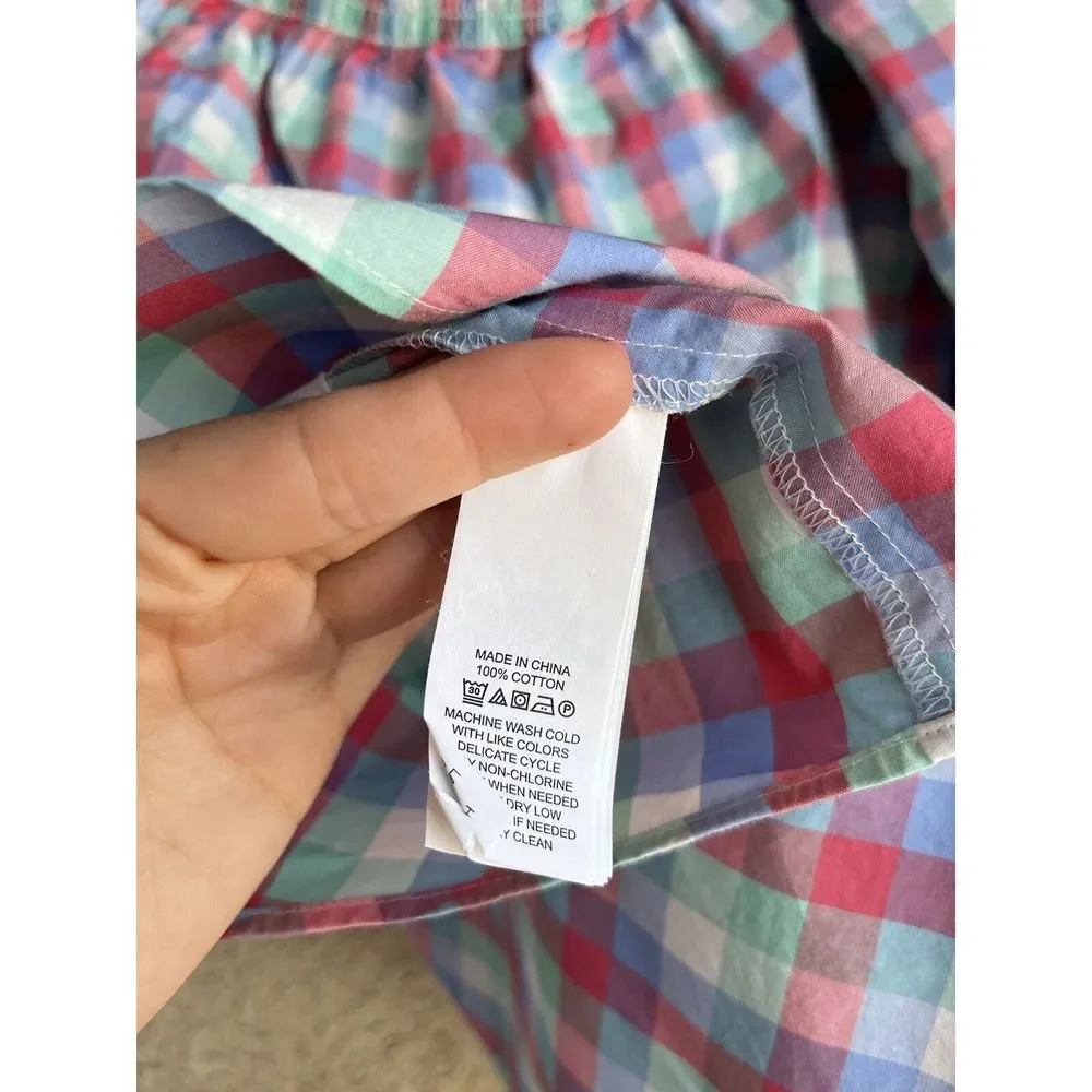 kate spade Pink and Light Blue Plaid Off-Shoulder Blouse